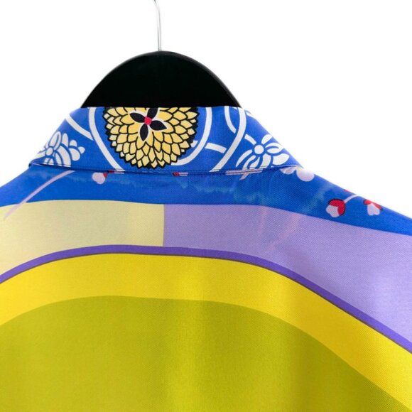 Gianni Versace Vintage Rare Yellow Japanese Mask Print Silk Shirt - Picture 8 of 13